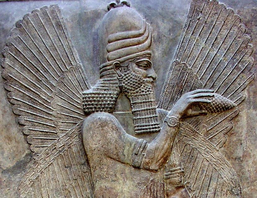 Assyrian holding pine cone