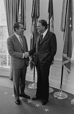President Nixon greets Billy Graham