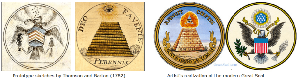 Great Seal of the United States: 1782 prototype & artistic realization of the modern seal