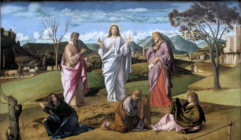 The spirits of Moses and Elijah speaking with Jesus (Giovanni Bellini)