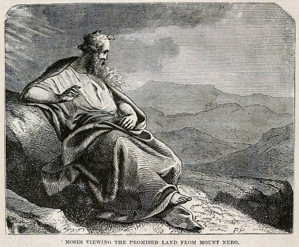 Moses viewing the promised land from Mount Nebo