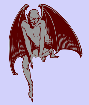 Line drawing of a devil